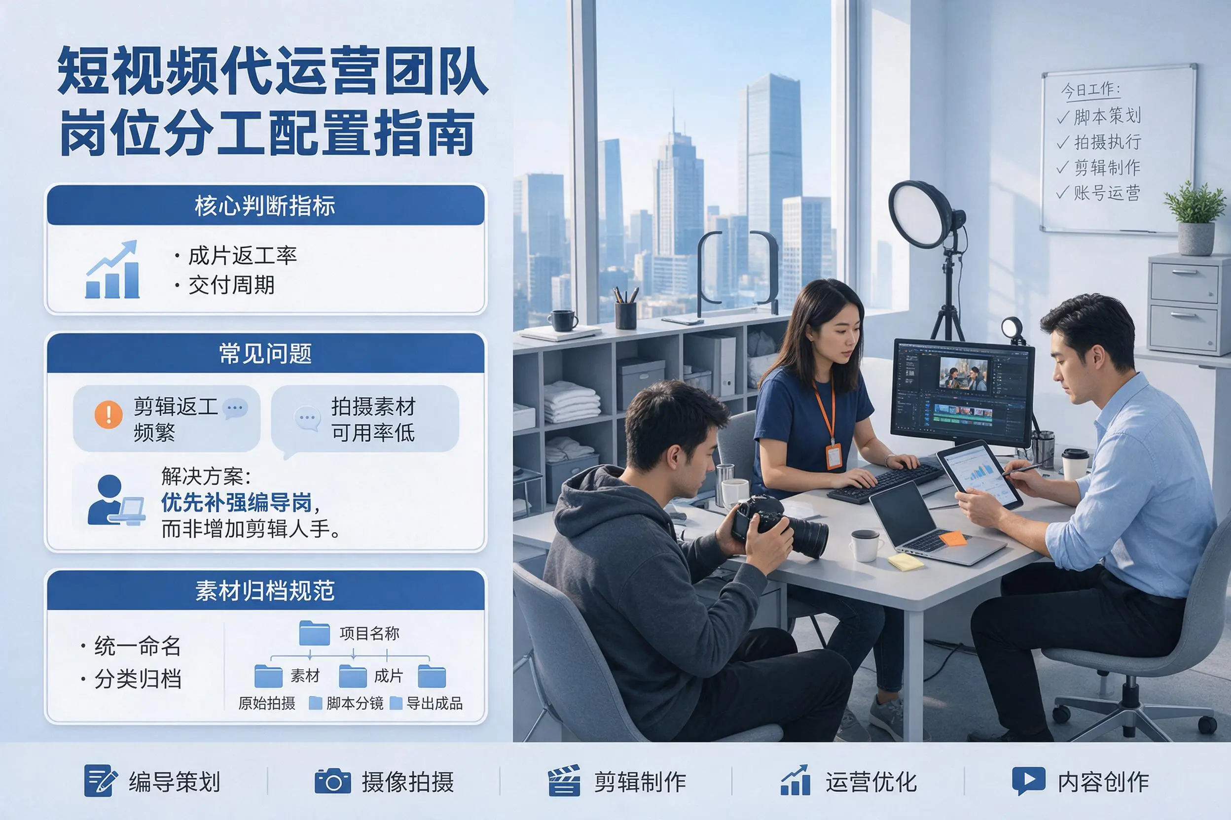 短视频代运营团队如何配置？四平企业岗位分工科普说明